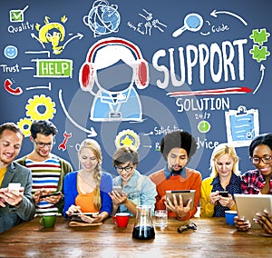 Support Solution Advice Help Quality Care Team Concept