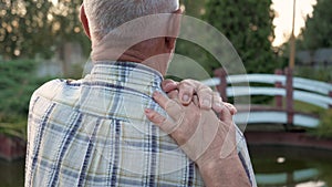 Support Woman Puts Hand On Shoulder Of Her Husband Man Giving Helping Hand