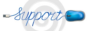 Support word from computer mouse cable, 3D rendering