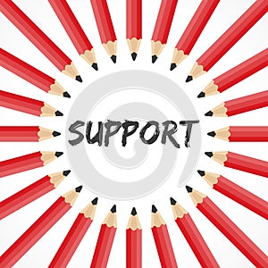 Support word with pencil background