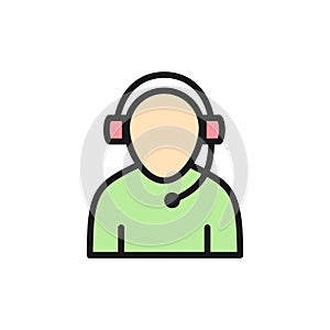 Support worker flat color icon. Isolated on white background