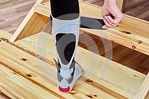Ortho ankle foot orthosis brace or AFO dynamically stabilize ankle at drop foot, peroneal palsy and muscle weakness. photo