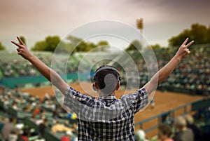 Supporter at tennis cup,clipping path