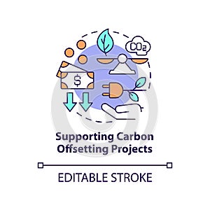 Supporting carbon offsetting projects concept icon