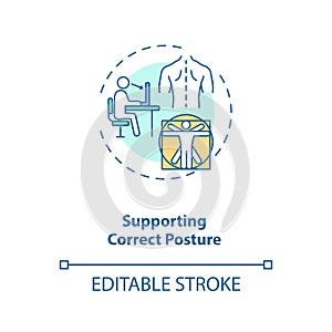 Supporting correct posture concept icon