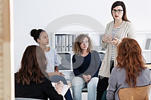 Supporting each other during psychotherapy group meeting