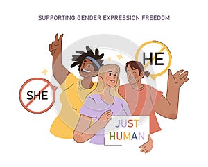 Supporting Gender Expression Freedom concept.