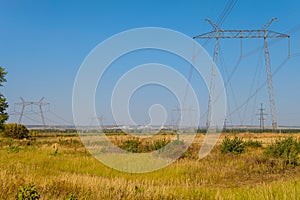 Supporting steel masts of high voltage wires from Kurchatov nuclear power plant