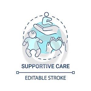 Supportive care blue concept icon