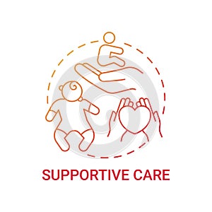 Supportive care red gradient concept icon