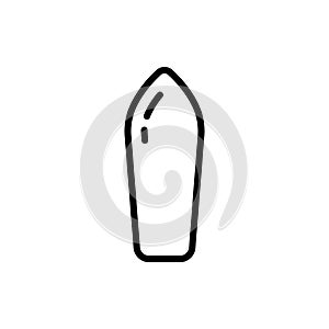 Suppository or bullet icon. Linear logo type of medicine. Black simple illustration of rocket capsule, ammunition for gun. Contour photo