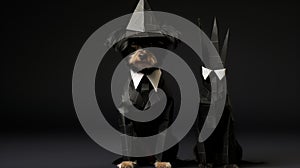 Suprematism-inspired Business Halloween Pet: Dog Dressed As Robert Phelps photo