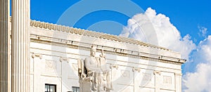 Supreme court of the united states horizontal long banner. Highest court in the federal judiciary of america. White