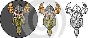 supreme deity of Scandinavian mythology Odin in a winged helmet