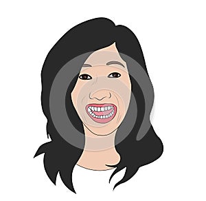 Suprise, Happy young woman, woman expression vector illustration.