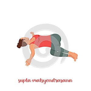 Supta Matsyendrasana yoga pose Reclined Spinal Twist pose