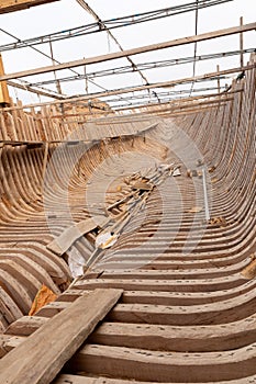 Sur Dhow Shipyards. Building One of Their Largest Dhows. Ras al-Jinz in Oman, March 2023.