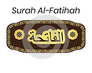 Surah al Fatihah name arabic lettering gold design frame