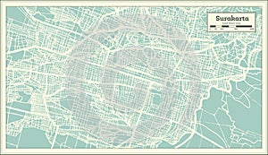 Surakarta Indonesia City Map in Retro Style. Outline Map photo