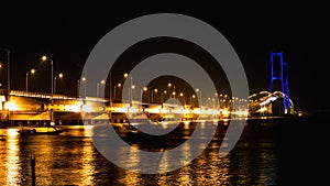 The Suramadu Bridge at Twilight,Surabaya,Indonesia.Is the longes