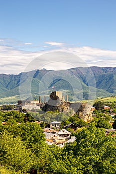 Surami fortress in Georgia, ruins of medieval castle at the top of a hill.