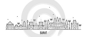 Surat skyline Gujarat India city buildings vector