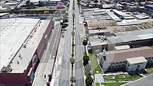 Surco district, in Lima Peru. During the lockdown for coronavirus. Empty streets, few public transportation. Aerial view