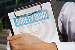 Surety bond is shown using the text on the blank