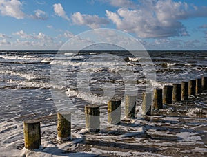 The surf of Baltic Sea in Poland