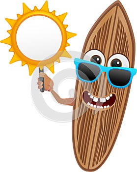 Surf board character series 2 - with sun banner