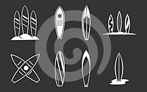 Surf board icon set grey vector