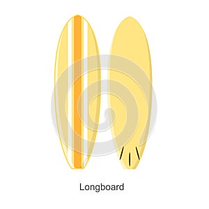 Surf Board Longboard Shape. Vector