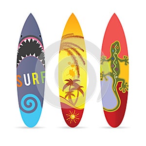 Surf board set in various color illustration