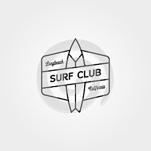 Surf club line icon logo vector symbol minimal illustration design, surf emblem logo design
