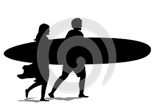 Surf Couple Silhouette