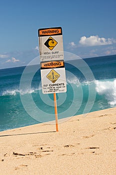 Surf and Currents Warning Sign photo