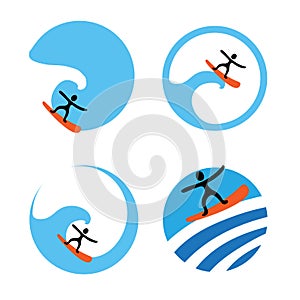 Surf logo set, vector illustration