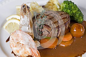 Surf 'n' turf a la carte meal photo