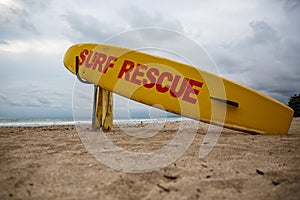 Surf rescue board on beach