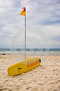 Surf rescue board at beach