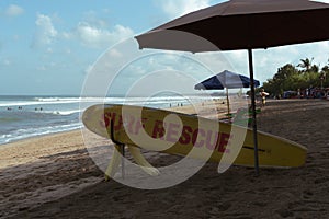 Surf rescue board at Kuta beach