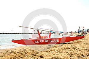 SURF RESCUE inscription on board of boat