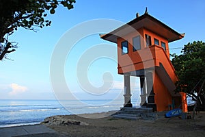 Surf Rescue life guard building at Kuta Beach in Bali, Indonesia.