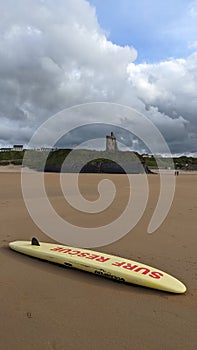 Surf Rescue Surfboard on ballybunion beach on the Wild Atlantic Way