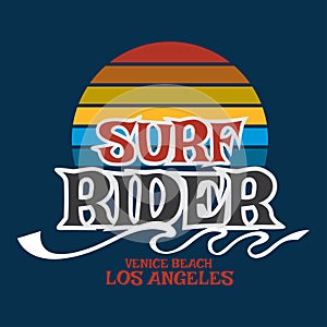 Surf rider California typography, t-shirt graphics, vector forma