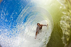 Surf Rider Inside Hollow Wave