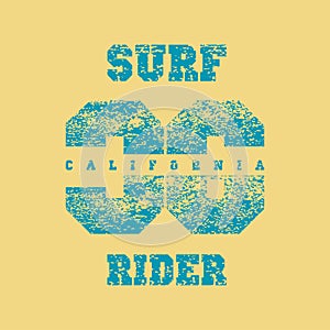 Surf rider print fort-shirt.T-shirt printing design for sportswear apparel