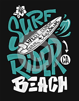 Surf rider print. t-shirt graphic design