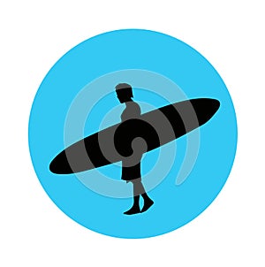 Surf-riding man vector icon or sign