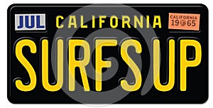 Surf`s Up License Plate California